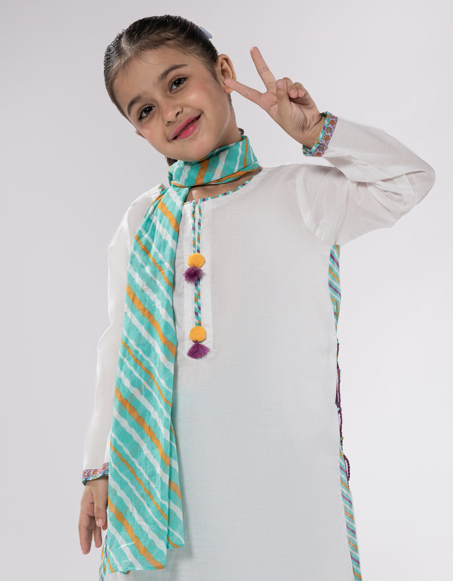Lawn Cream Stitched Suit - J. Junaid Jamshed