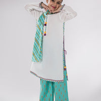 Lawn Cream Stitched Suit - J. Junaid Jamshed