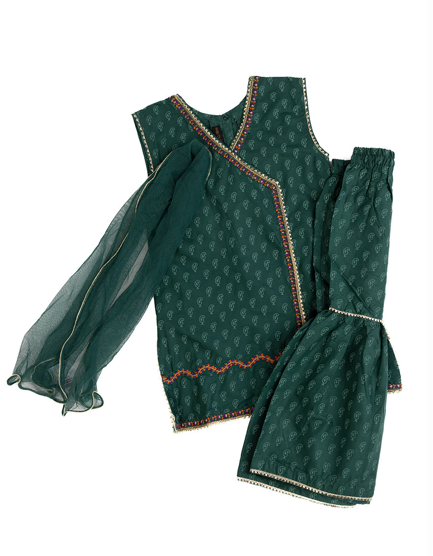 Lawn Green Stitched Suit - J. Junaid Jamshed