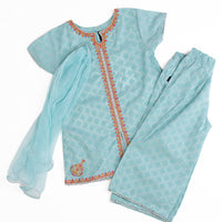 Lawn Blue Stitched Suit - J. Junaid Jamshed