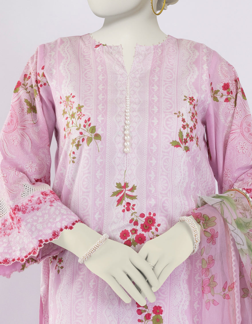 Lawn Pink Stitched Suit - J. Junaid Jamshed