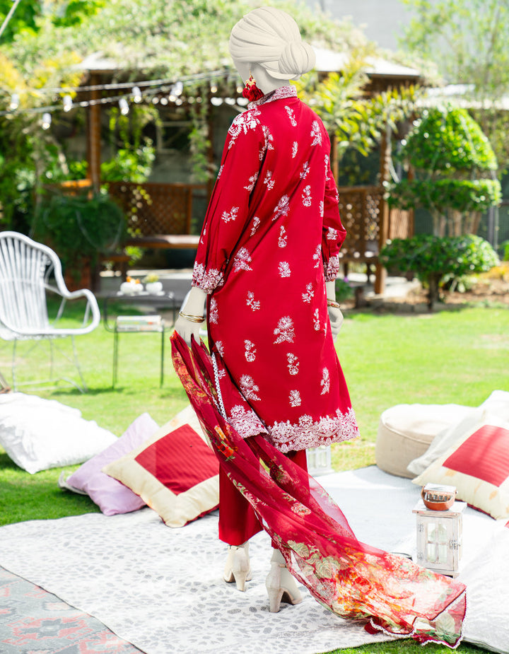 Lawn Maroon Stitched Suit - J. Junaid Jamshed