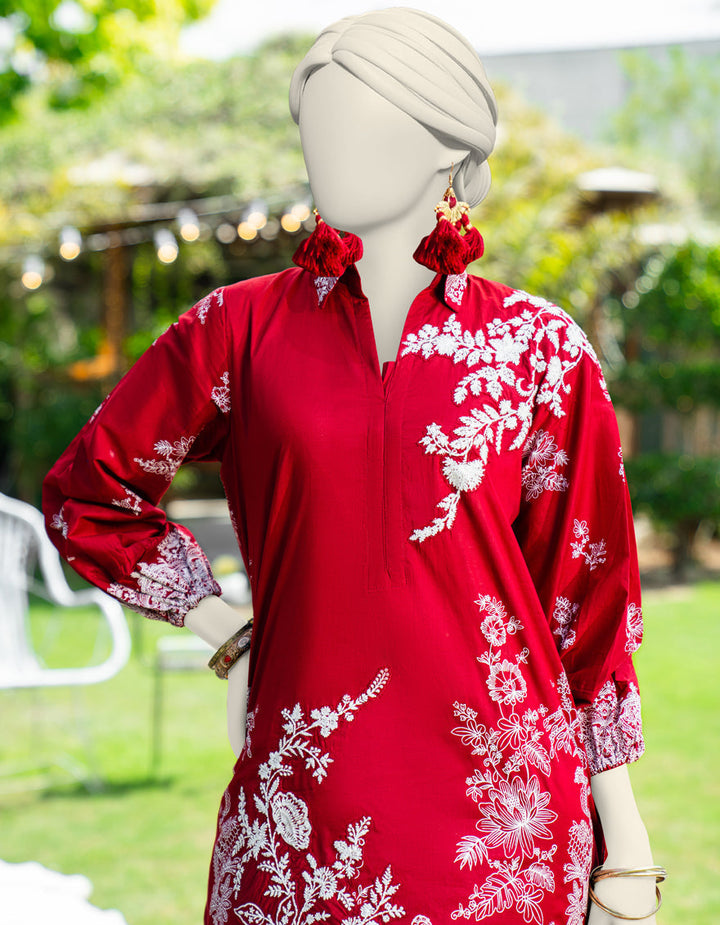 Lawn Maroon Stitched Suit - J. Junaid Jamshed