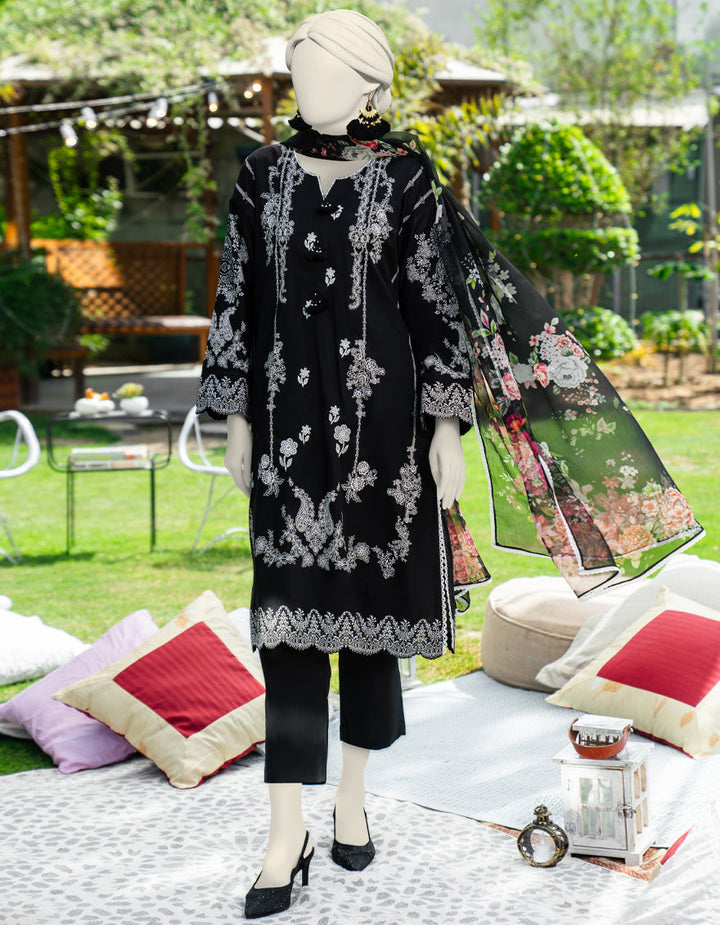 Lawn Black Stitched Suit - J. Junaid Jamshed