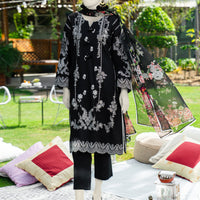 Lawn Black Stitched Suit - J. Junaid Jamshed