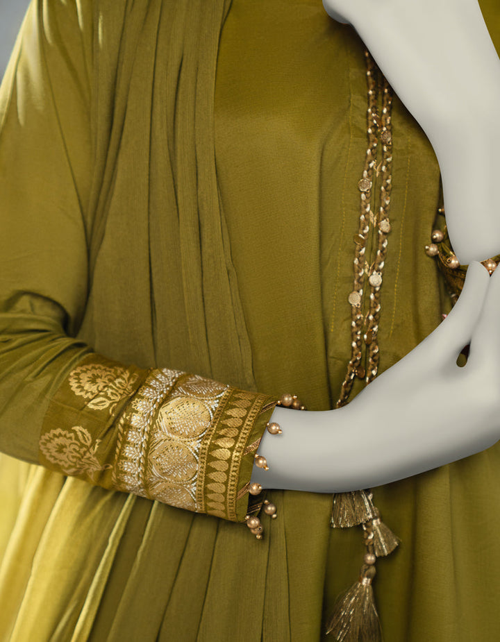 Silk Green Stitched Suit - J. Junaid Jamshed