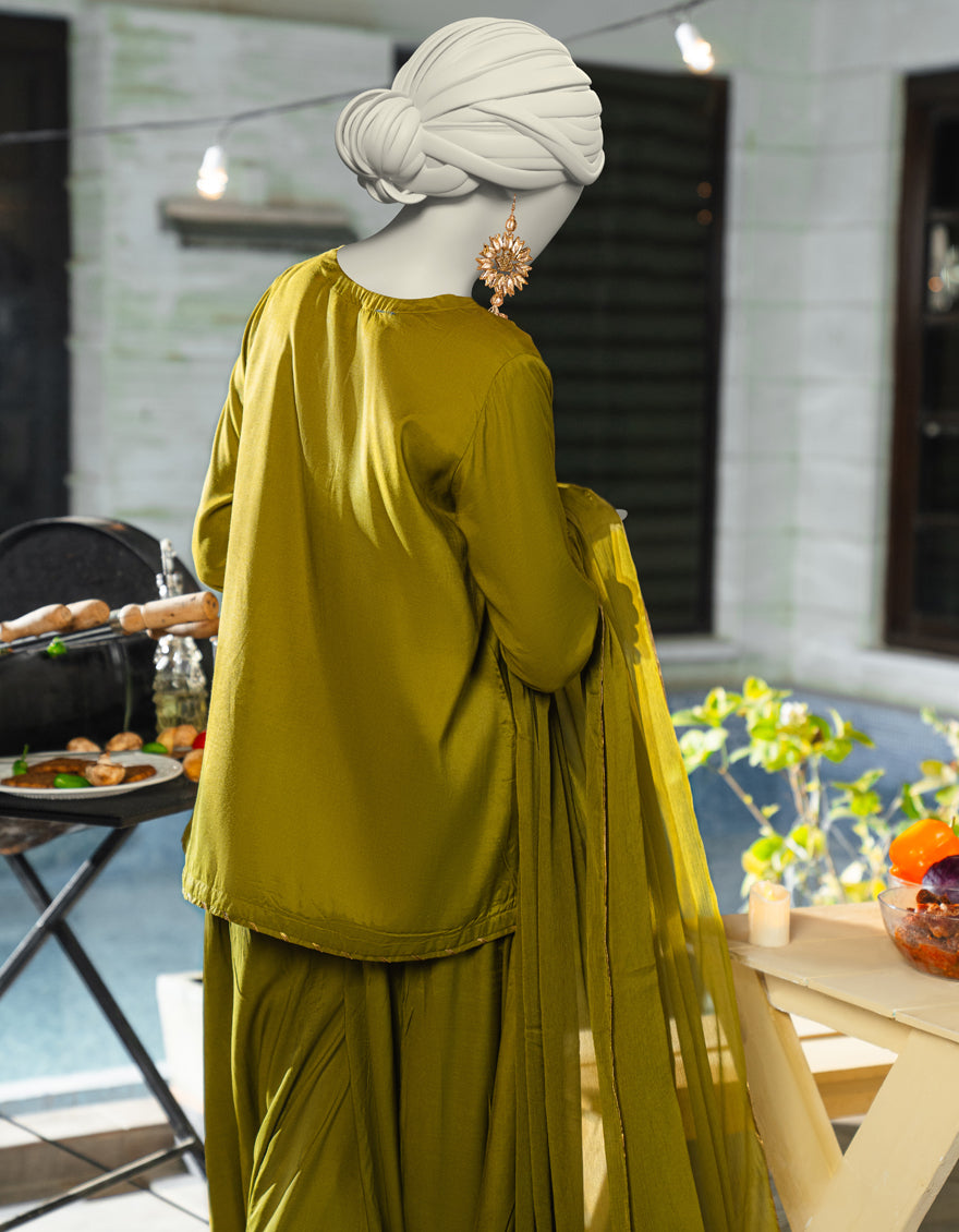 Silk Green Stitched Suit - J. Junaid Jamshed