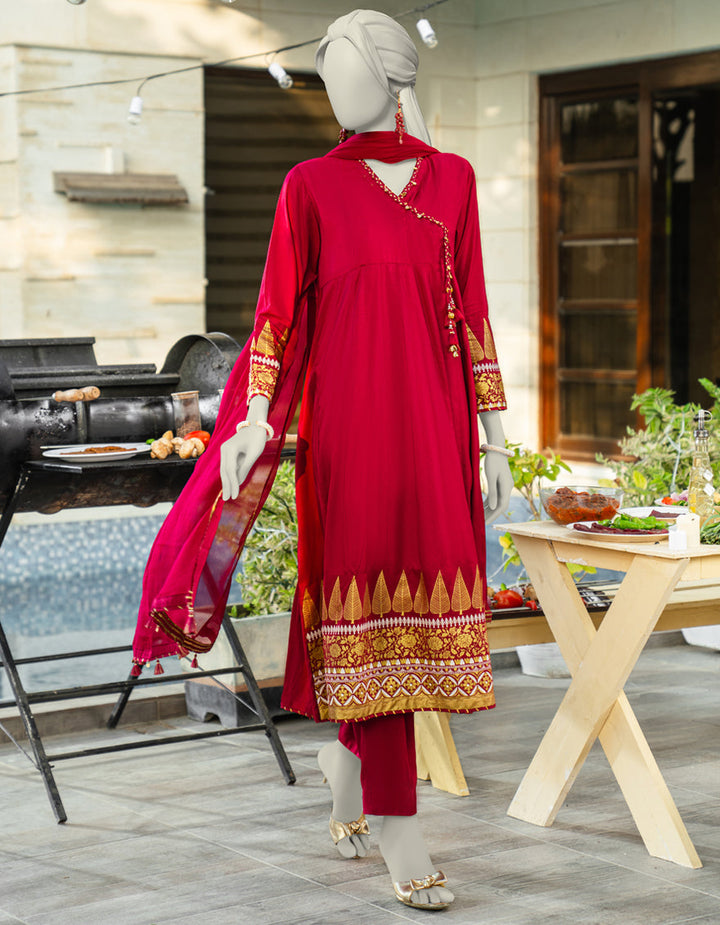 Silk Pink Stitched Suit - J. Junaid Jamshed