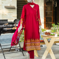Silk Pink Stitched Suit - J. Junaid Jamshed