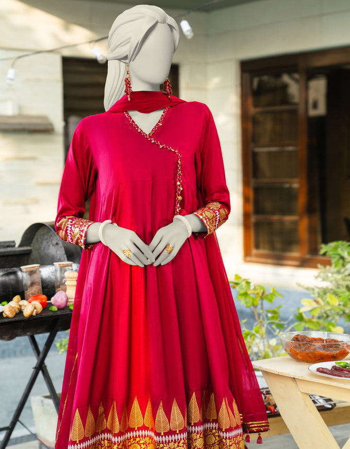 Silk Pink Stitched Suit - J. Junaid Jamshed