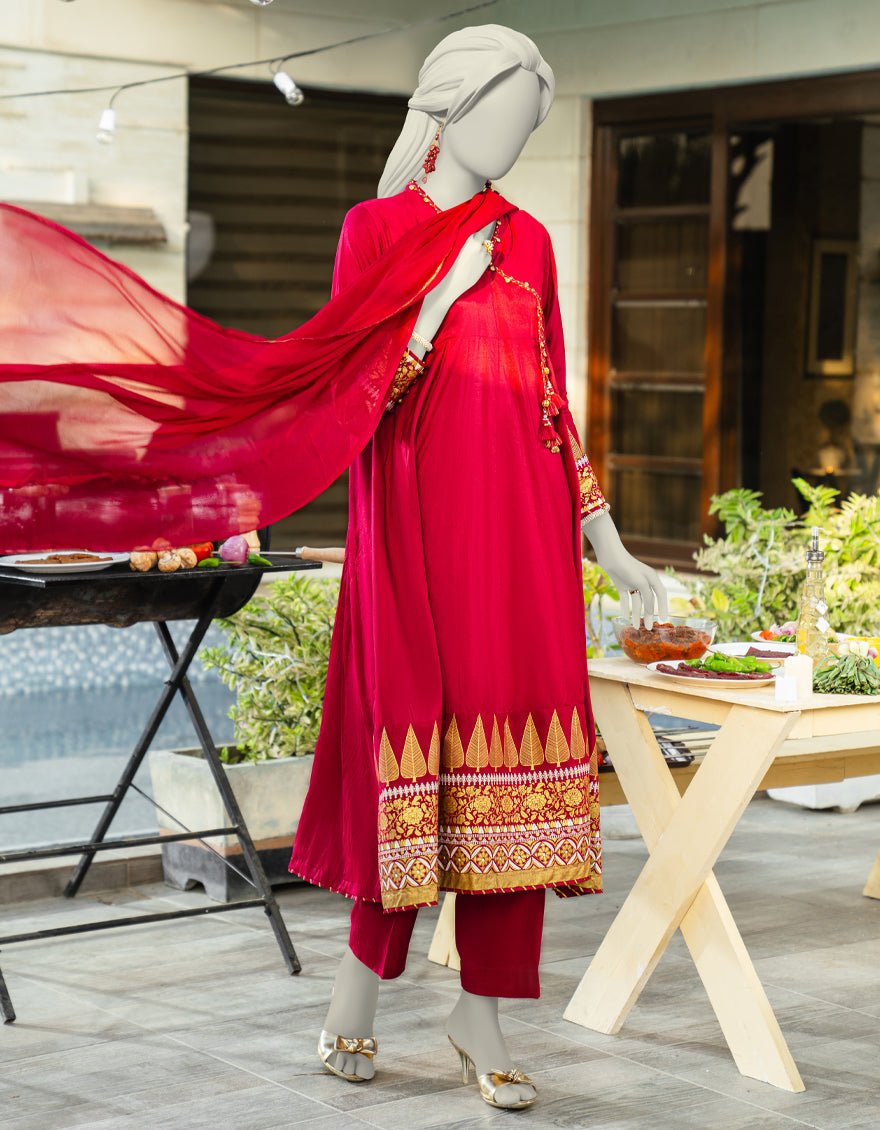 Silk Pink Stitched Suit - J. Junaid Jamshed