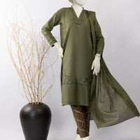 Lawn Green Stitched Suit - J. Junaid Jamshed