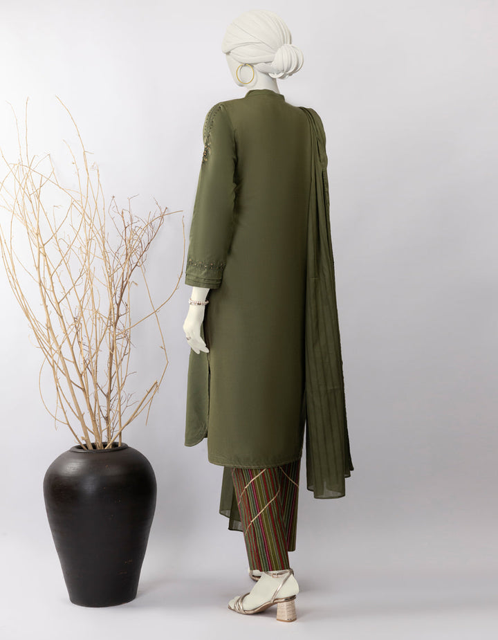 Lawn Green Stitched Suit - J. Junaid Jamshed