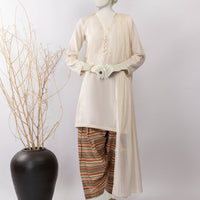 Lawn Beige Stitched Suit - J. Junaid Jamshed