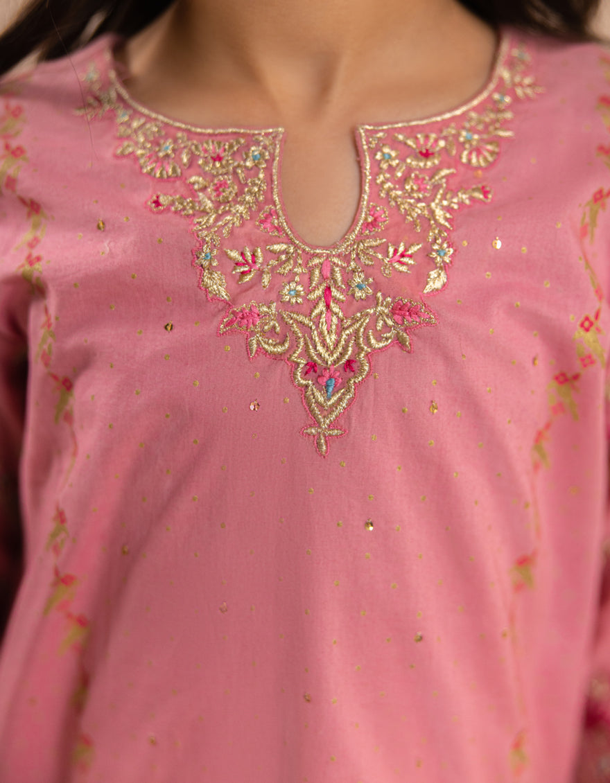 Silk Pink Stitched Suit - J. Junaid Jamshed