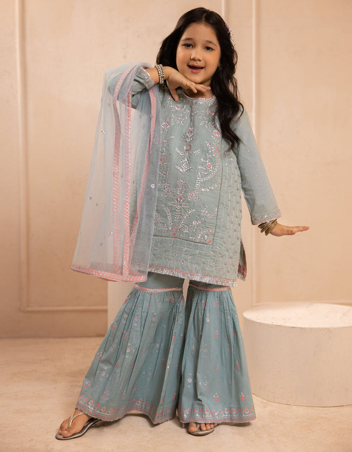 Silk Blue Stitched Suit - J. Junaid Jamshed