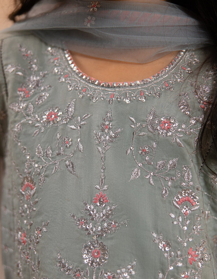 Silk Blue Stitched Suit - J. Junaid Jamshed