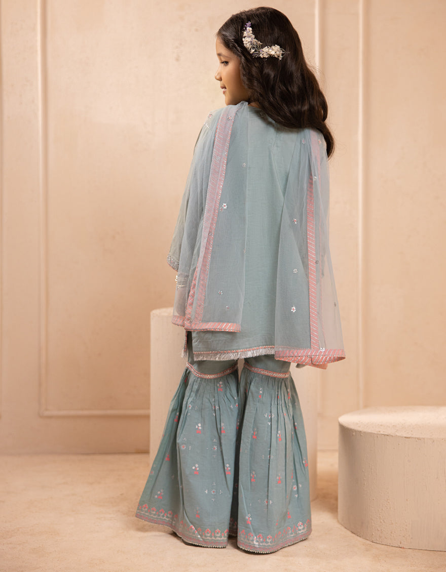 Silk Blue Stitched Suit - J. Junaid Jamshed
