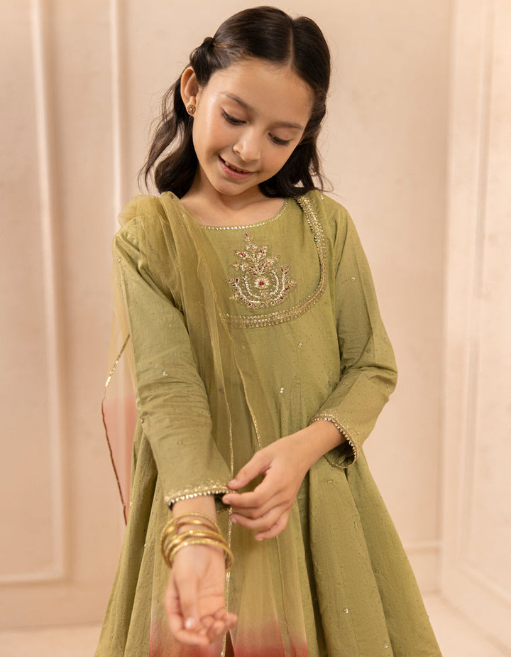 Lawn Silk Green Stitched Suit - J. Junaid Jamshed