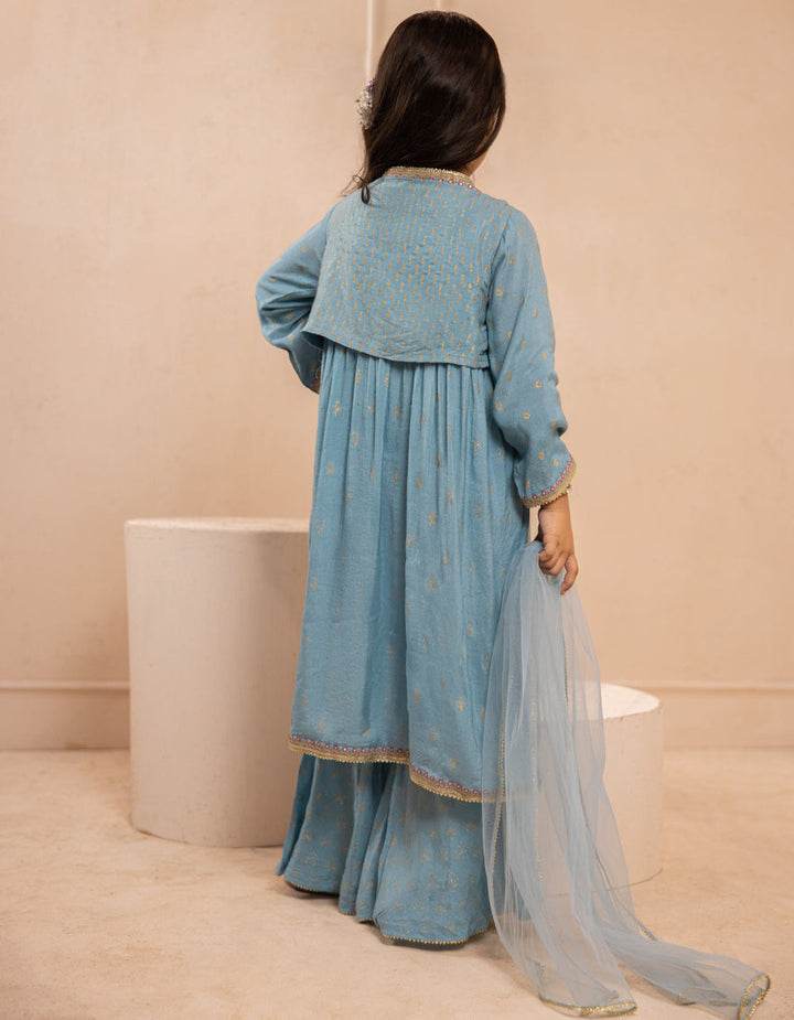 Silk Blue Stitched Suit - J. Junaid Jamshed