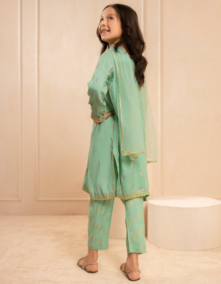 Silk Green Stitched Suit - J. Junaid Jamshed