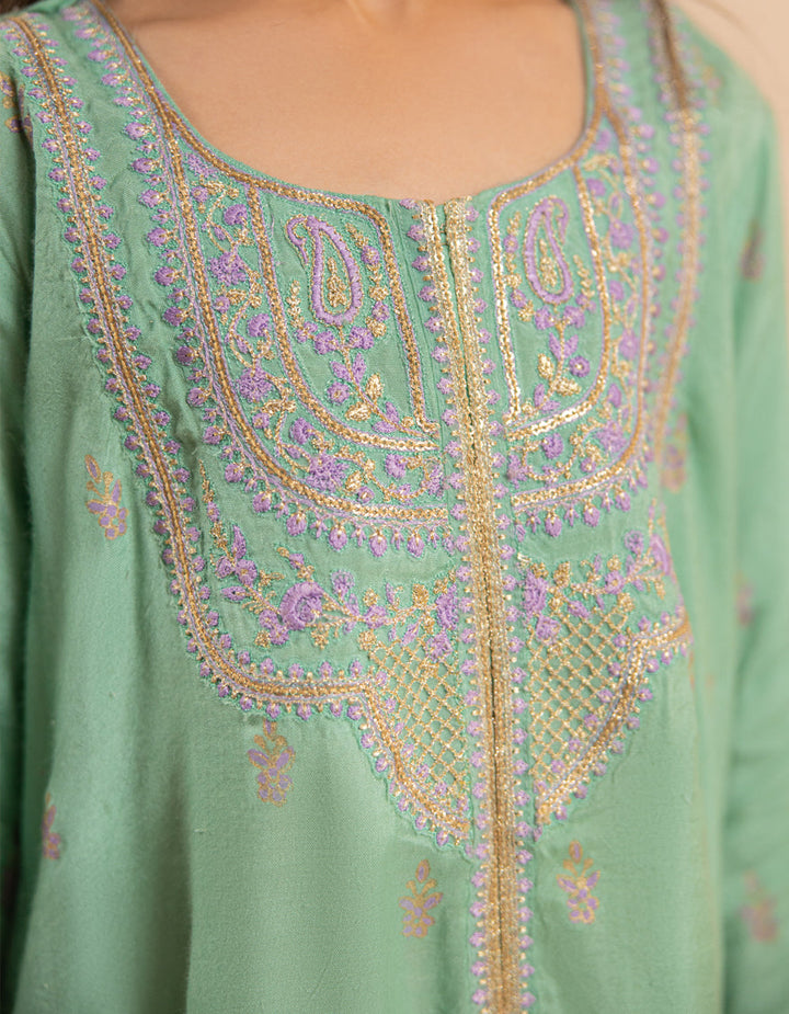 Silk Green Stitched Suit - J. Junaid Jamshed