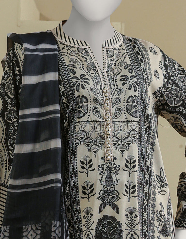 Lawn Beige Stitched Suit - J. Junaid Jamshed