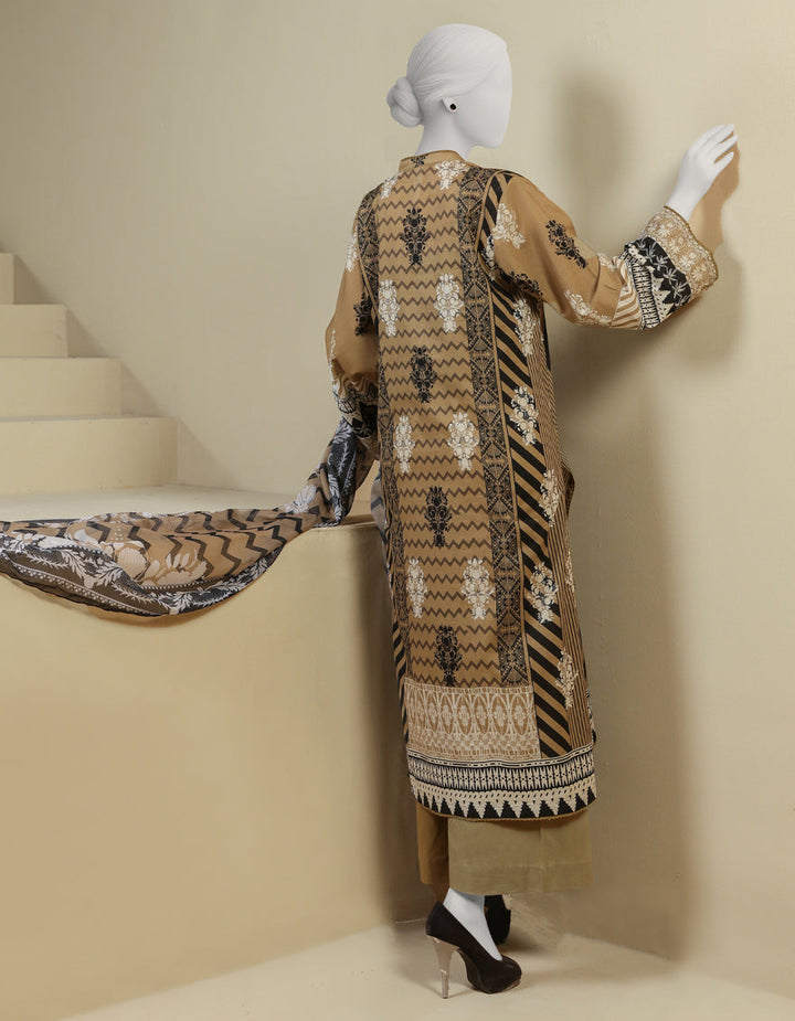 Lawn Brown Stitched Suit - J. Junaid Jamshed