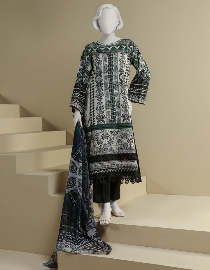 Lawn Off White Stitched Suit - J. Junaid Jamshed