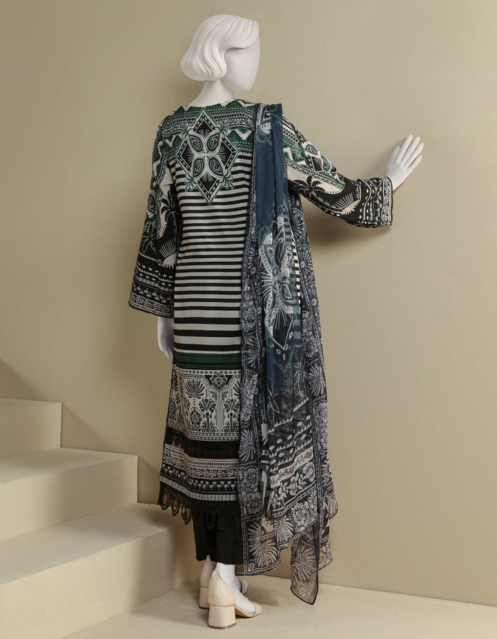 Lawn Off White Stitched Suit - J. Junaid Jamshed