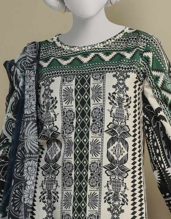 Lawn Off White Stitched Suit - J. Junaid Jamshed