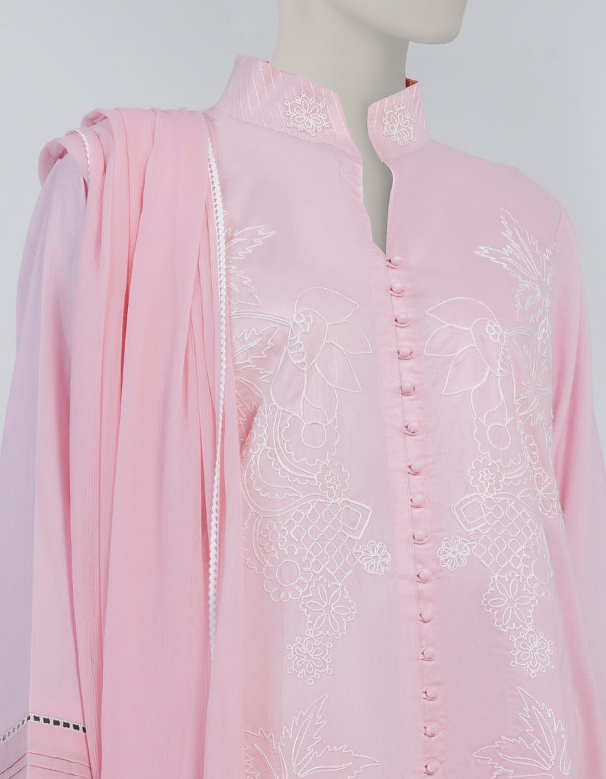 Lawn Pink Stitched Suit - J. Junaid Jamshed