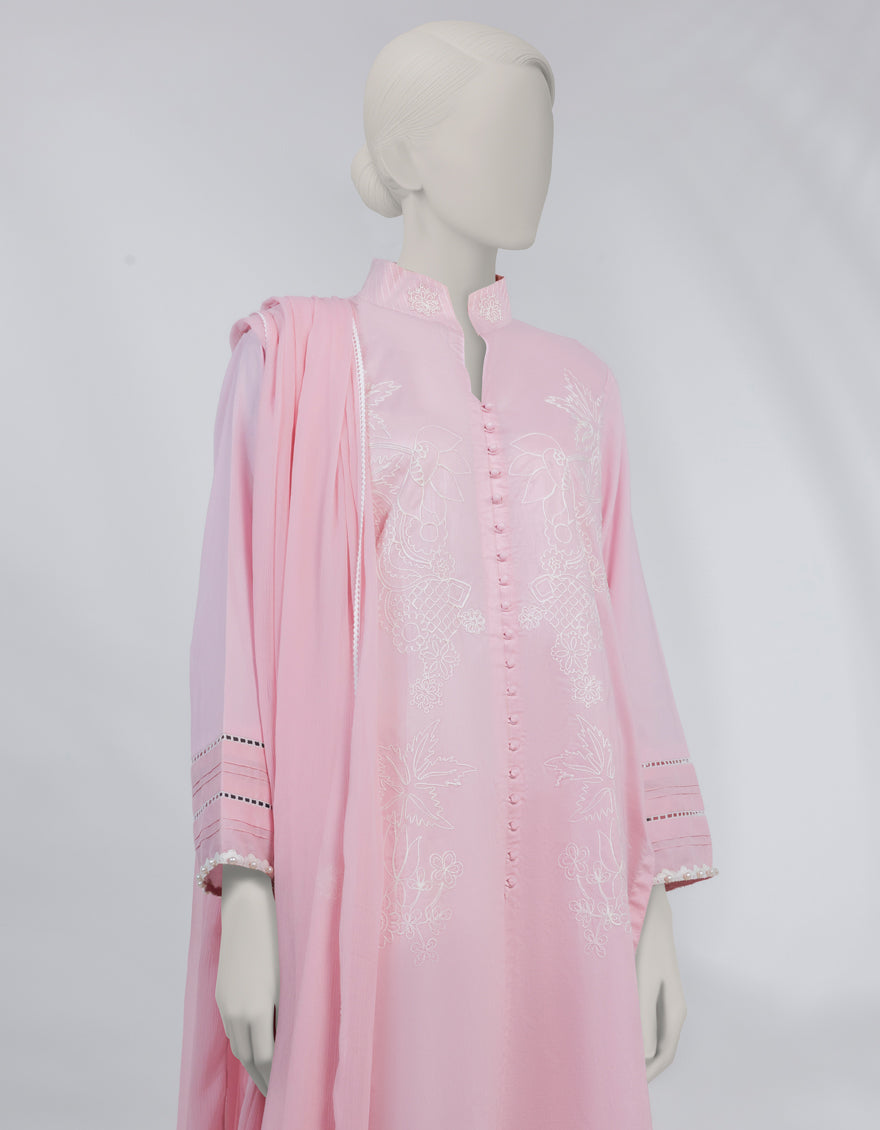 Lawn Pink Stitched Suit - J. Junaid Jamshed