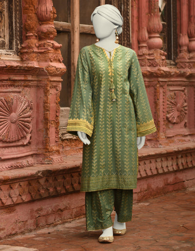 Lawn Green Stitched Suit - J. Junaid Jamshed