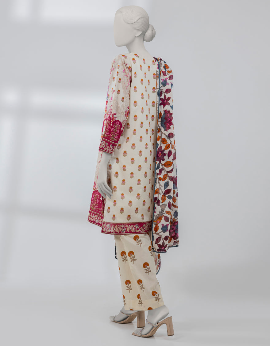 Lawn Beige Stitched Suit - J. Junaid Jamshed