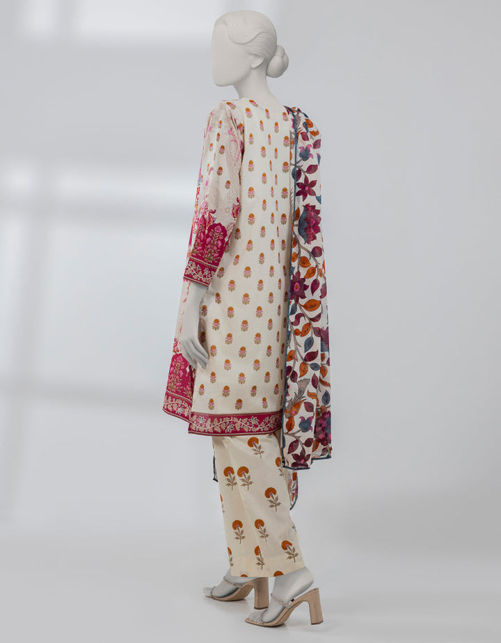 Lawn Beige Stitched Suit - J. Junaid Jamshed