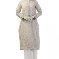 Paper Cotton Grey Kurti- J. Junaid Jamshed