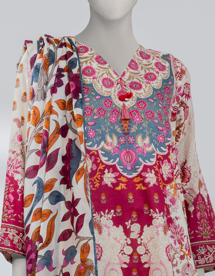 Lawn Beige Stitched Suit - J. Junaid Jamshed
