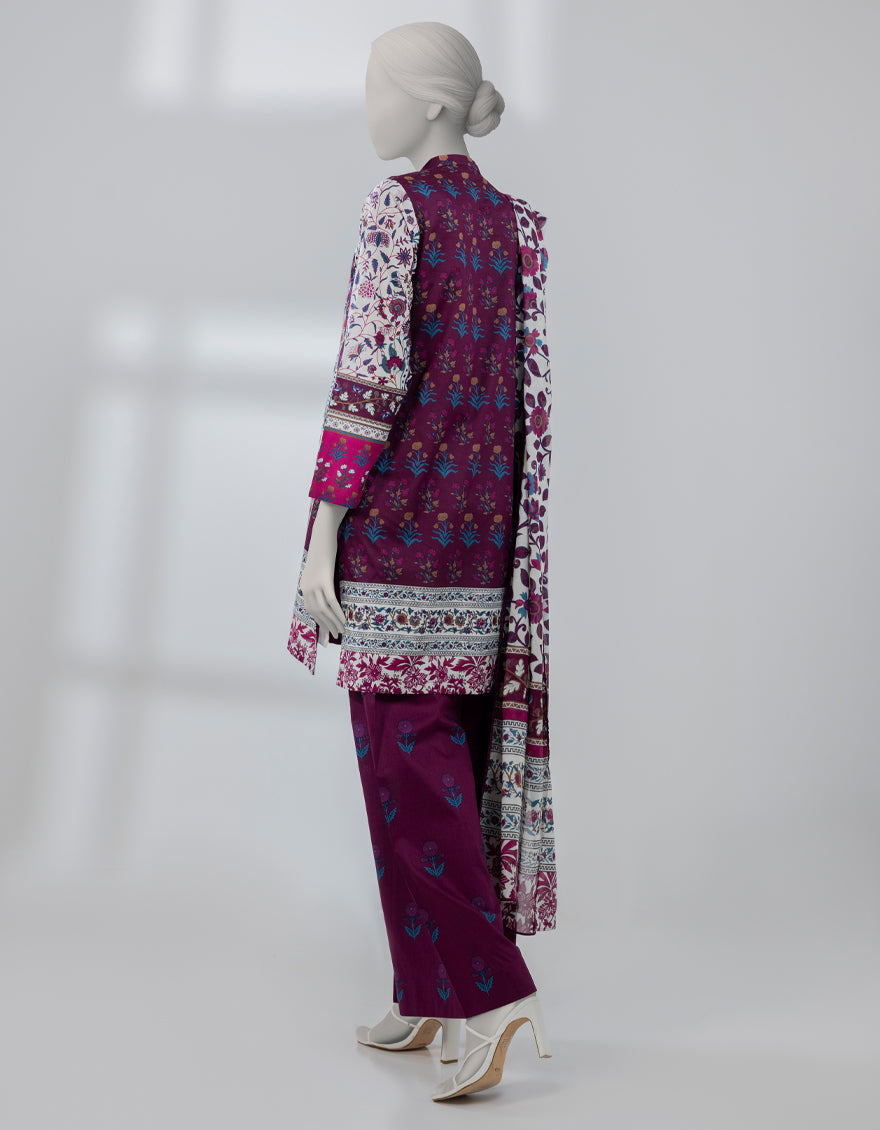 Lawn Purple Stitched Suit - J. Junaid Jamshed