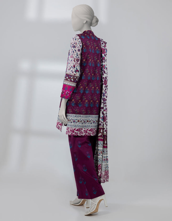 Lawn Purple Stitched Suit - J. Junaid Jamshed
