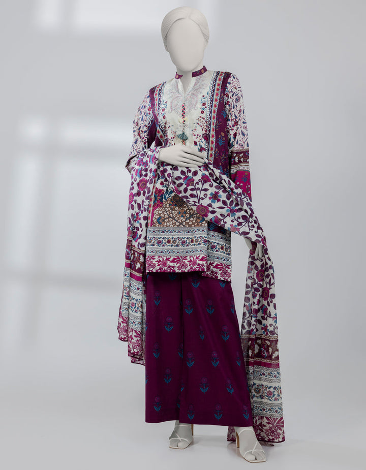 Lawn Purple Stitched Suit - J. Junaid Jamshed