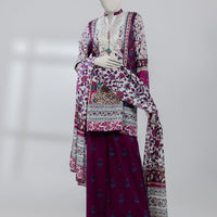 Lawn Purple Stitched Suit - J. Junaid Jamshed
