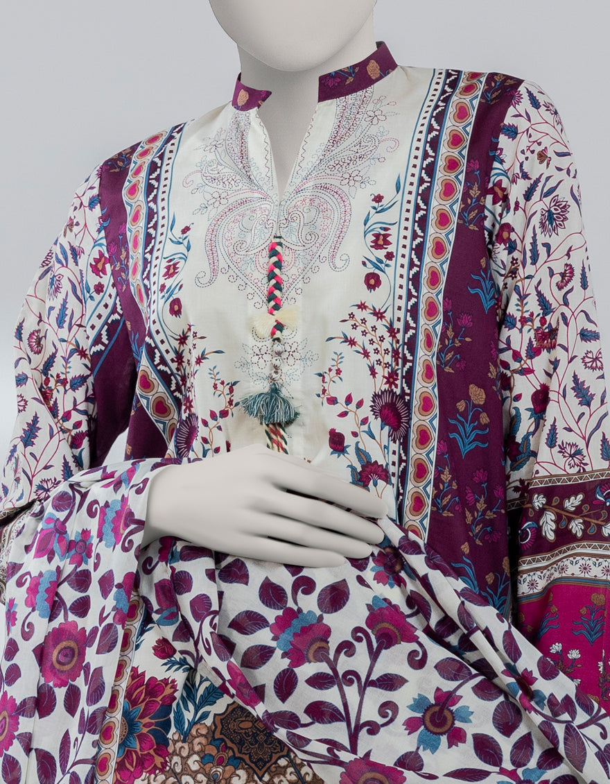 Lawn Purple Stitched Suit - J. Junaid Jamshed