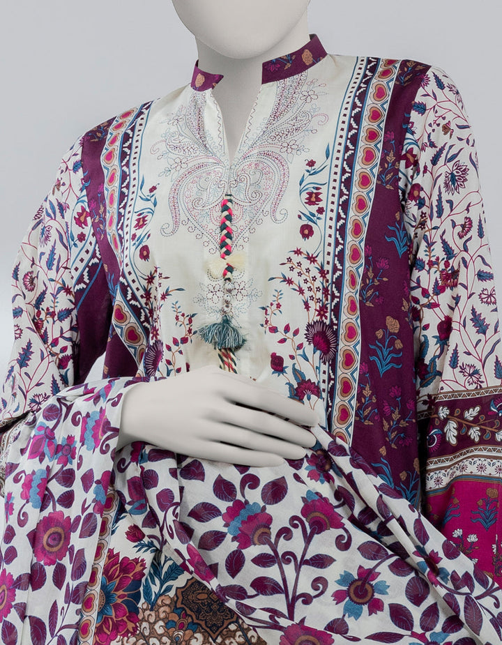 Lawn Purple Stitched Suit - J. Junaid Jamshed
