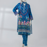 Lawn Blue Stitched Suit - J. Junaid Jamshed