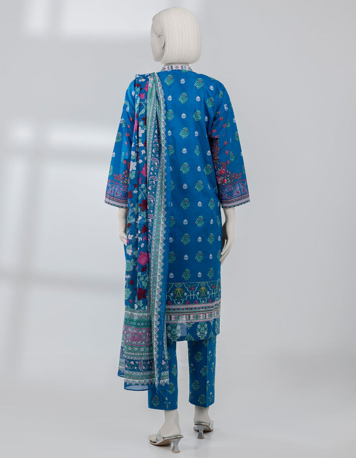 Lawn Blue Stitched Suit - J. Junaid Jamshed