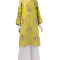 Cotton Net Green Kurti- J. Junaid Jamshed