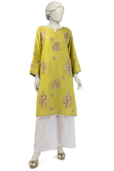 Cotton Net Green Kurti- J. Junaid Jamshed