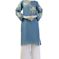 Cotton Net Blue Kurti- J. Junaid Jamshed