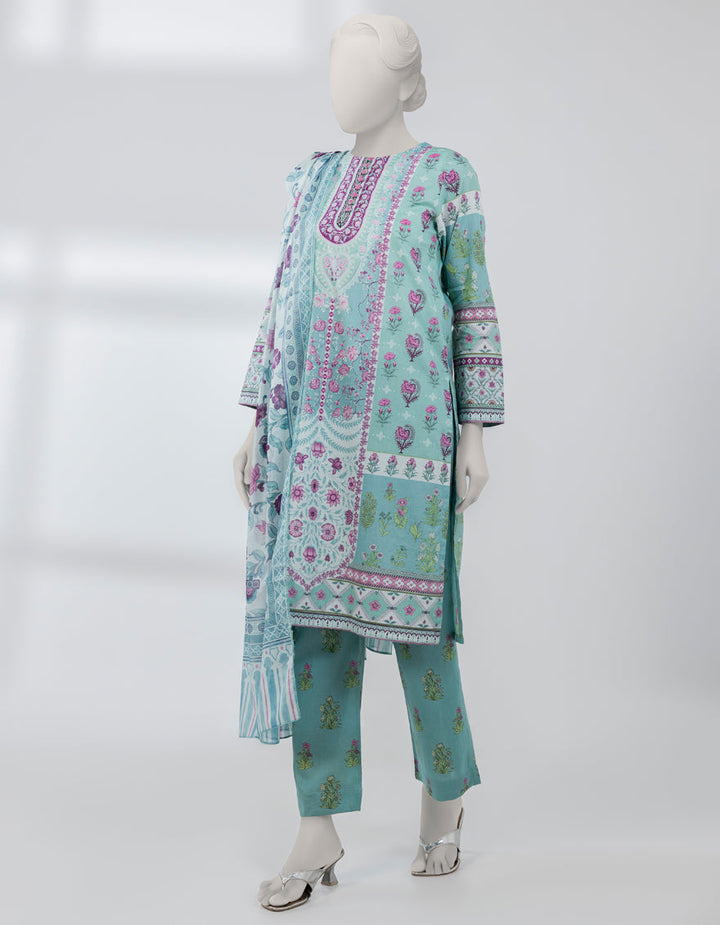 Lawn Multicolor Stitched Suit - J. Junaid Jamshed